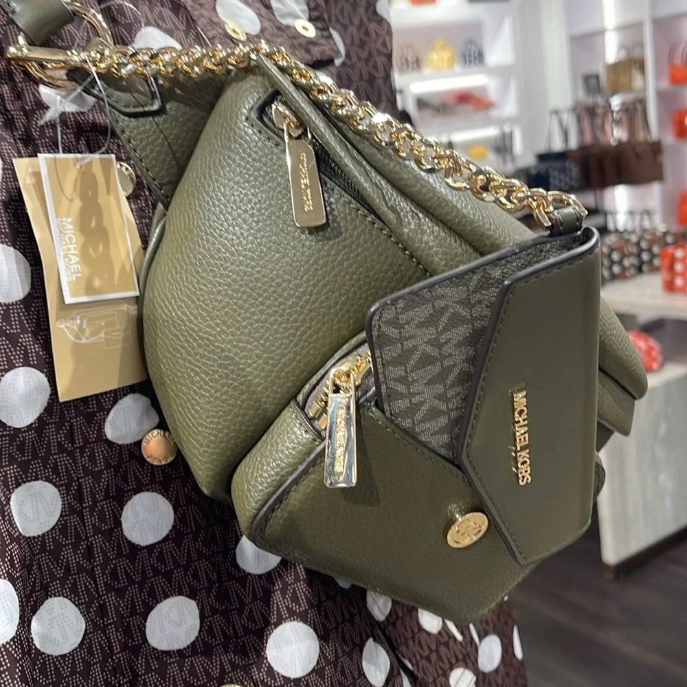 Michael Kors Maisie Lg Pebbled Leather 2-in-1 Sling Waist Bag Fanny Pack Crossb